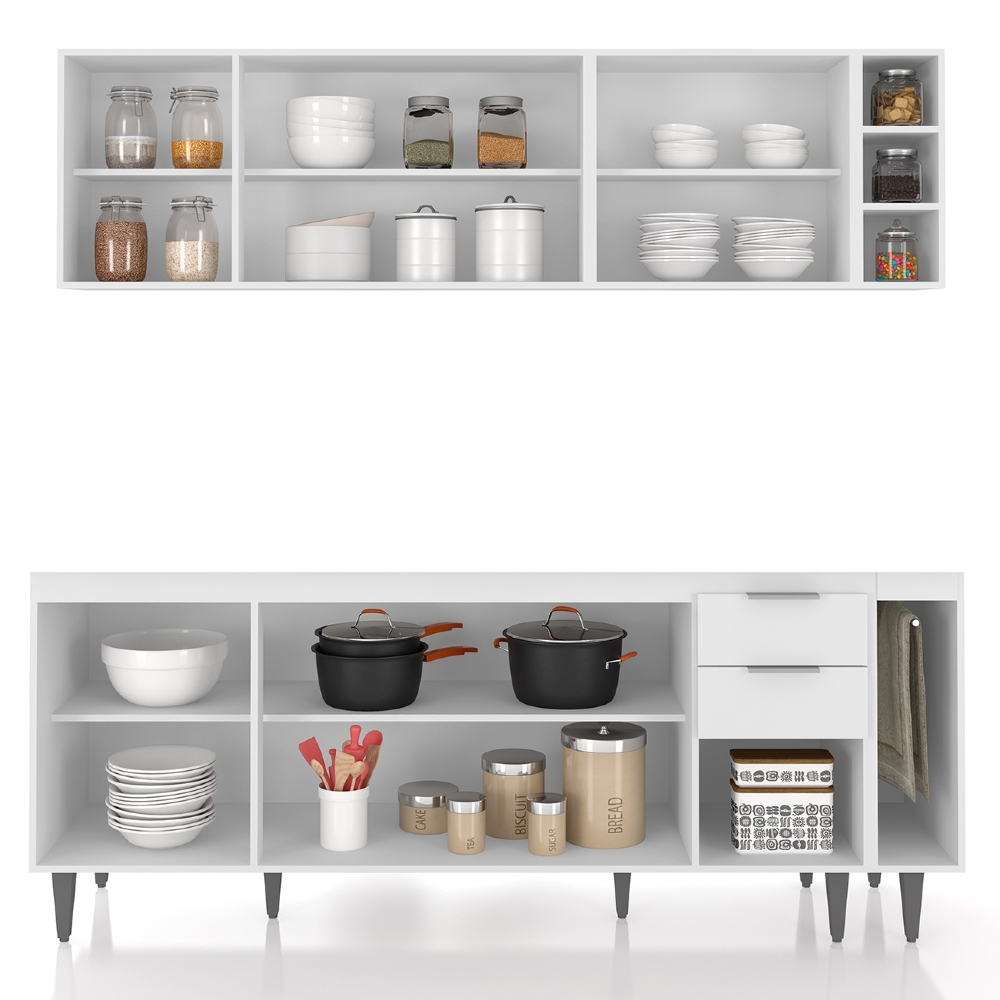 Armário de Cozinha CP11 Para Pia 200cm Pérola Z34 Branco    - Mpozenato