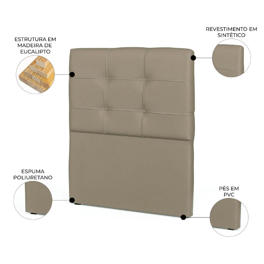 Cabeceira Solteiro Cama Box 90 cm London Sintético Areia - JS Móveis