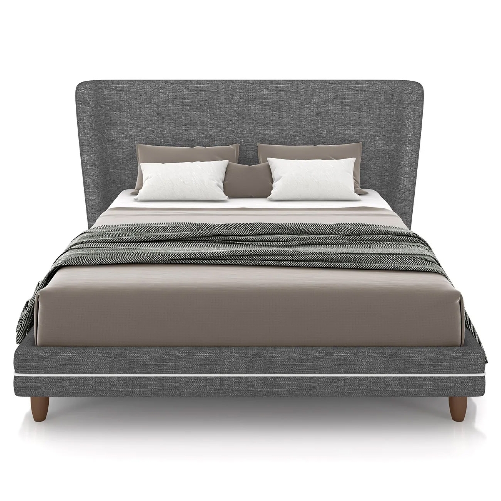 Cama King 195cm Com Cabeceira Many Z37 Linho Cinza - Mpozenato