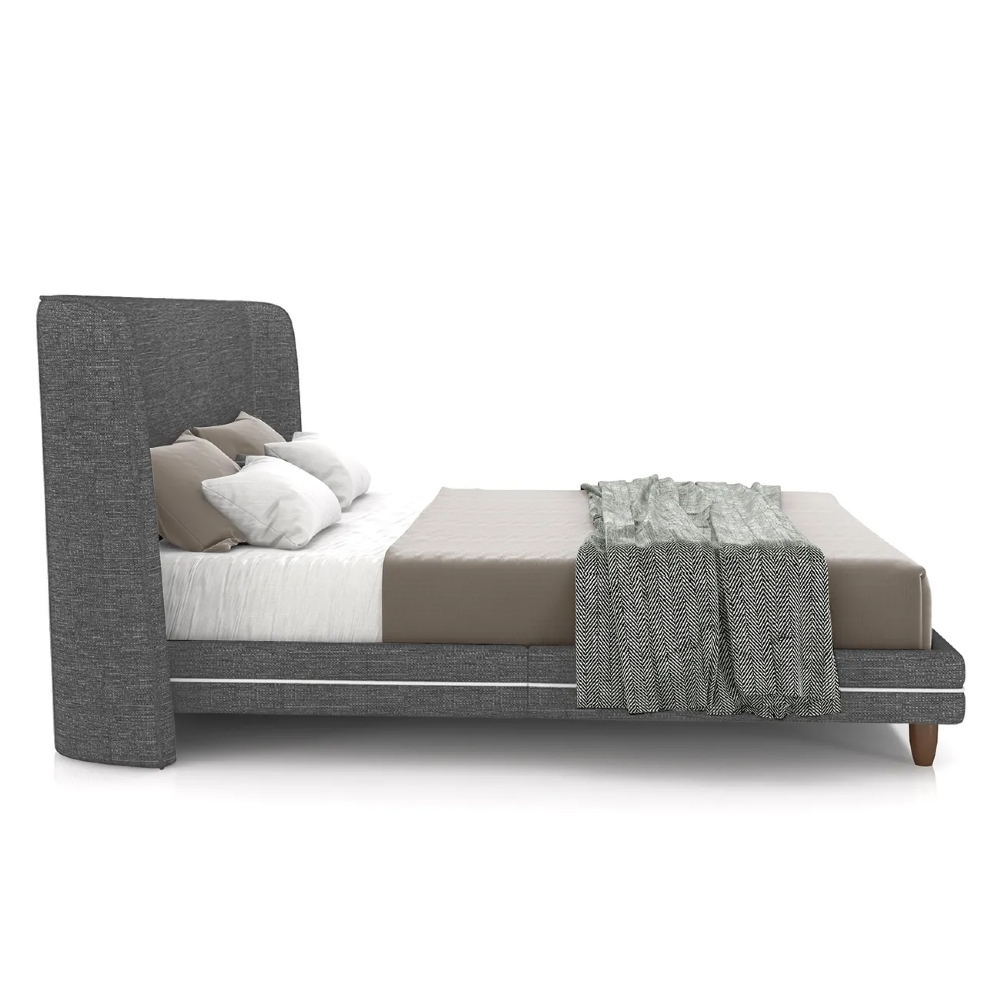 Cama King 195cm Com Cabeceira Many Z37 Linho Cinza - Mpozenato