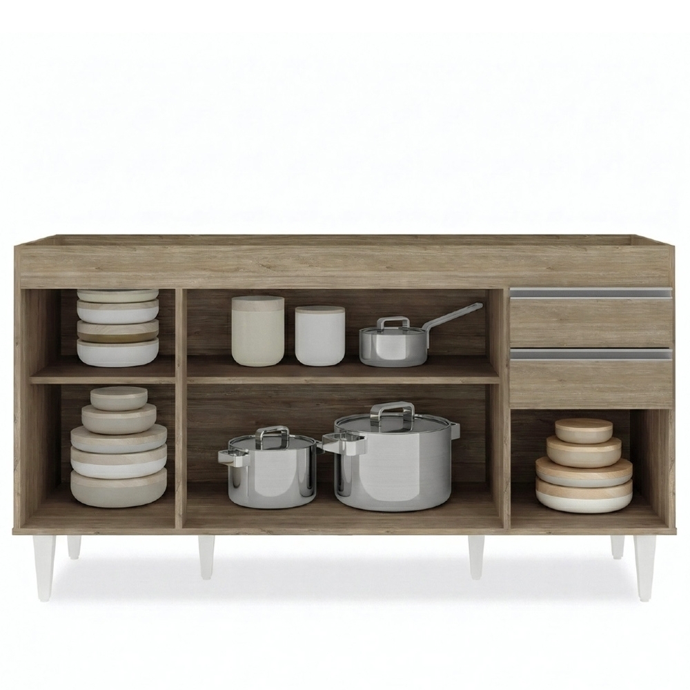 Balcão de Cozinha Para Pia Com Tampo 150cm Marrocos Castanho - Lumil