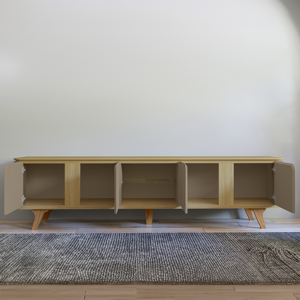 Rack Bancada TV 60 Pol 217cm Orgânico Valen Hannover/Fendi C14 - Mpozenato