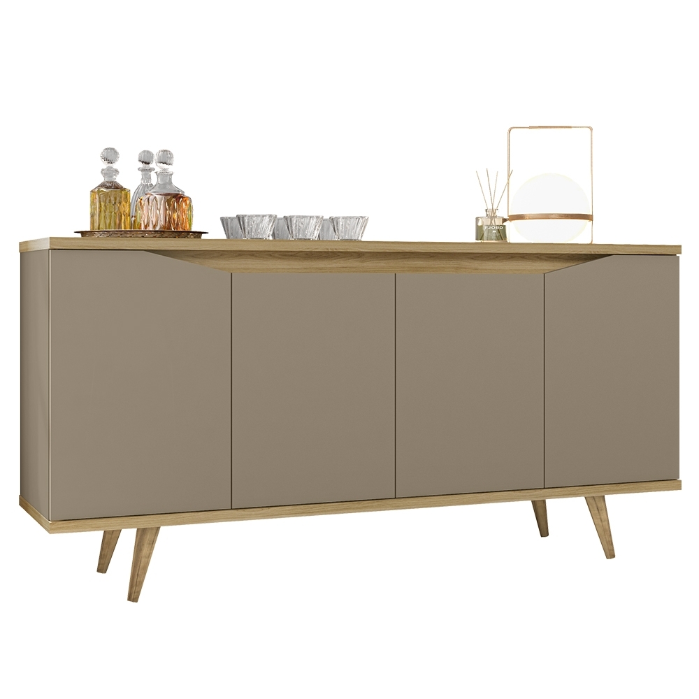 Buffet Aparador 160cm 4 Portas Pé Madeira Lady Fendi/Hannover C14 - Mpozenato