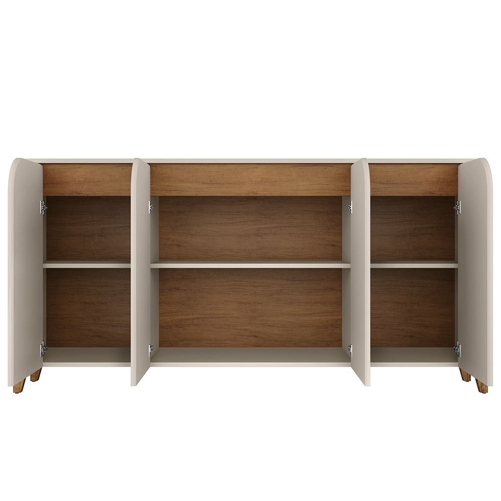 Buffet Aparador 165cm 4 Portas Pé Madeira Aspen Off/Cedro C14 - Mpozenato