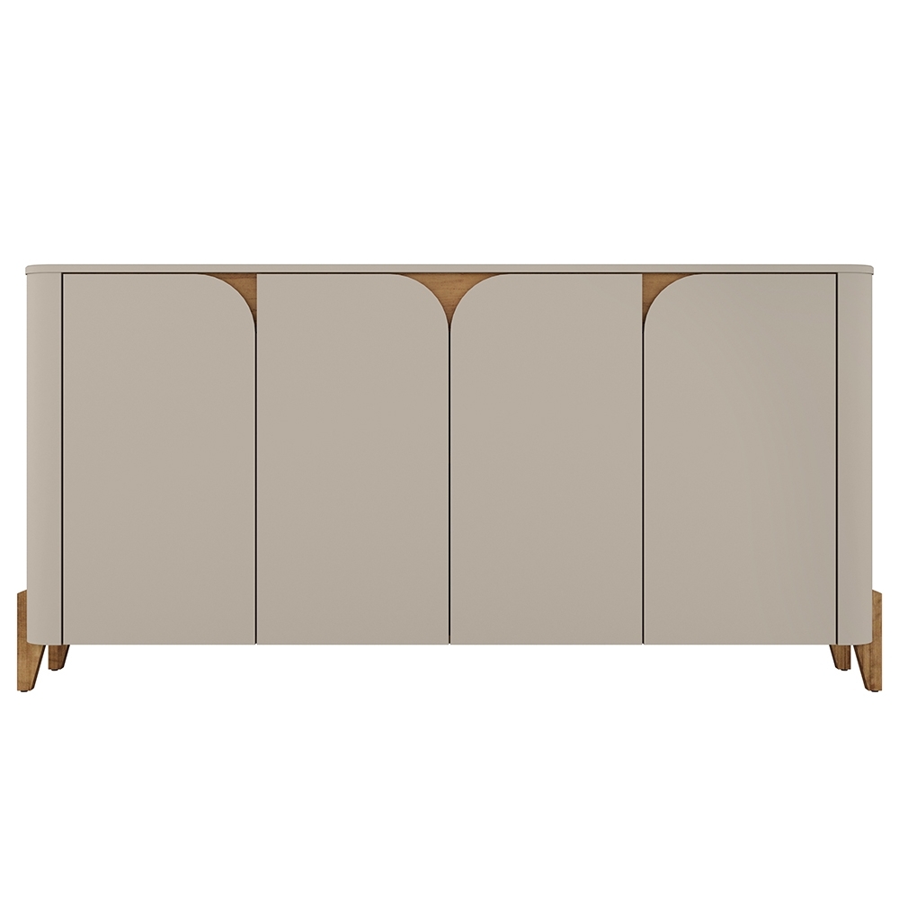 Buffet Aparador 165cm 4 Portas Pé Madeira Aspen Off/Cedro C14 - Mpozenato