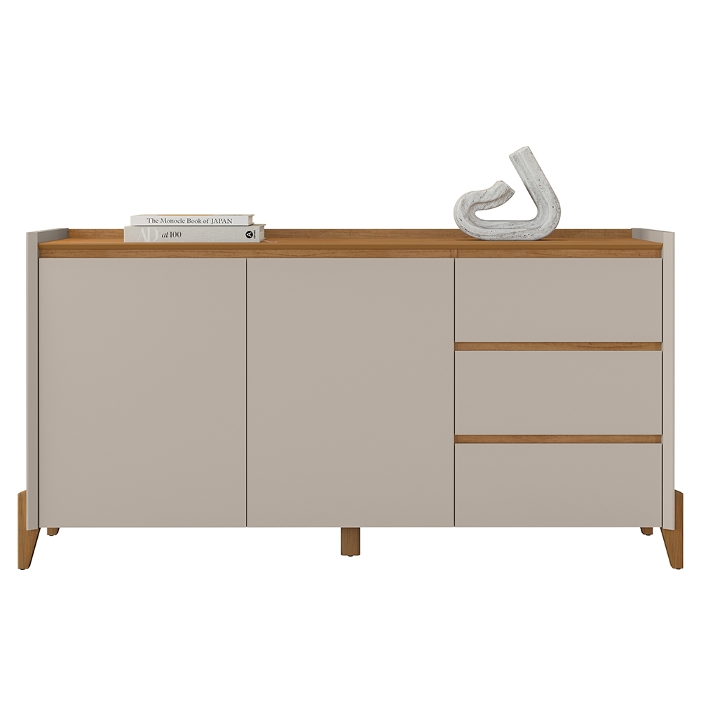 Buffet Aparador 166cm 2 Portas 3 Gavetas Donni Cedro/Off C14 - Mpozenato