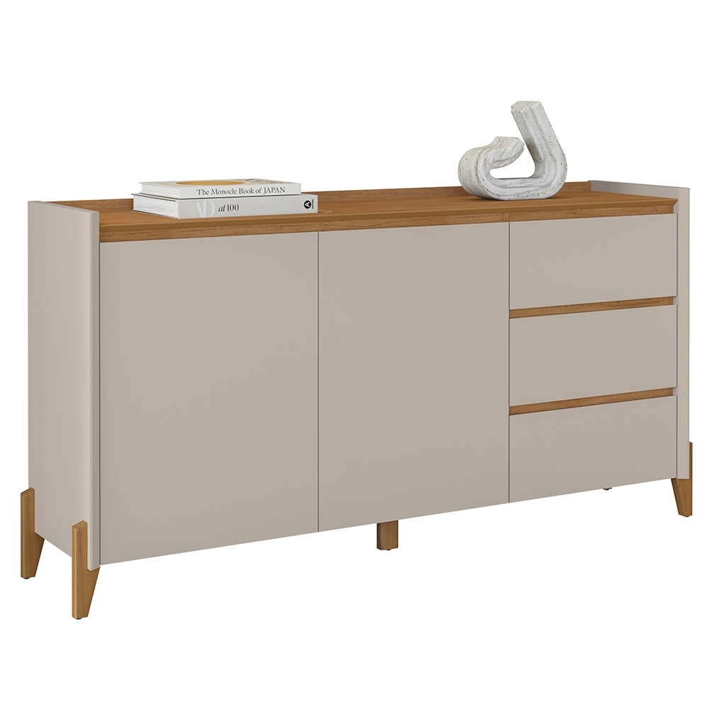 Buffet Aparador 166cm 2 Portas 3 Gavetas Donni Cedro/Off C14 - Mpozenato