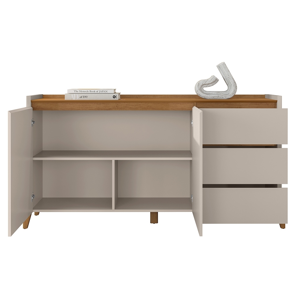 Buffet Aparador 166cm 2 Portas 3 Gavetas Donni Cedro/Off C14 - Mpozenato