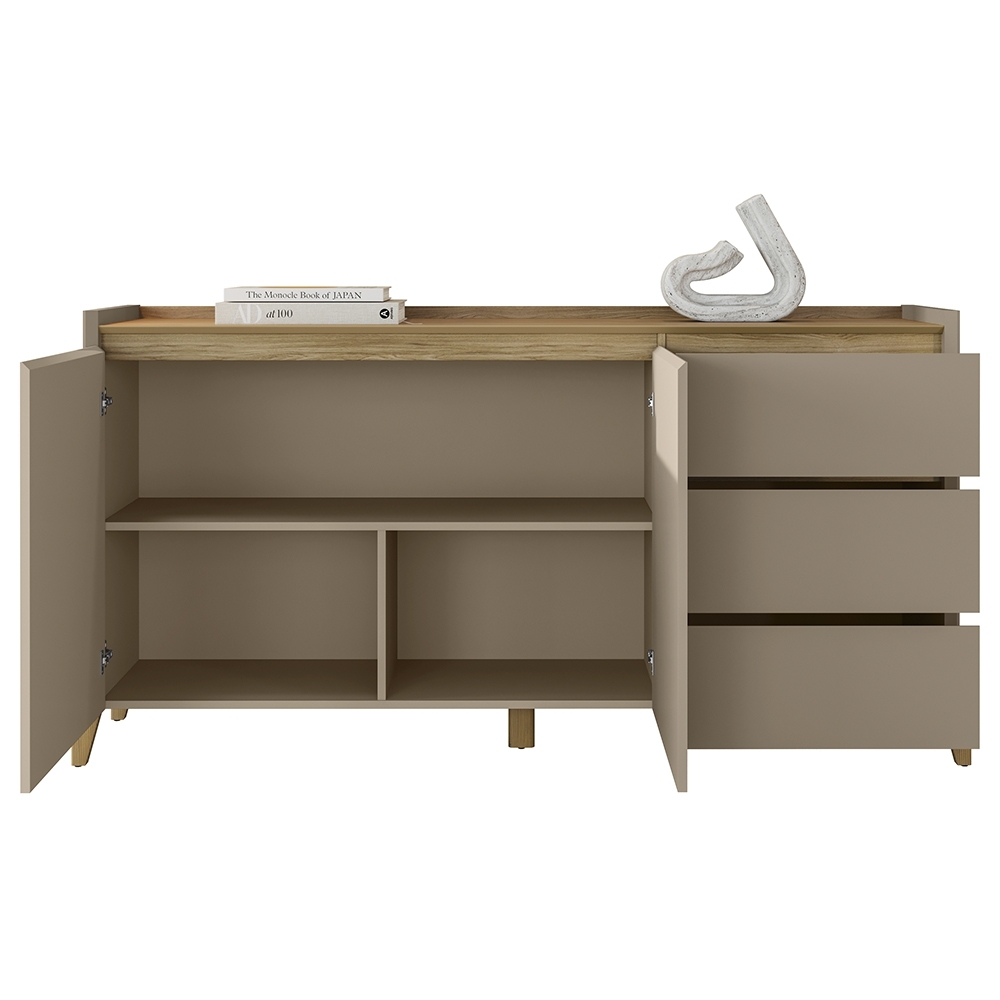 Buffet Aparador 166cm 2 Portas 3 Gavetas Donni Hannover/Fendi C14 - Mpozenato