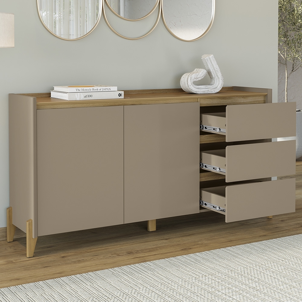 Buffet Aparador 166cm 2 Portas 3 Gavetas Donni Hannover/Fendi C14 - Mpozenato