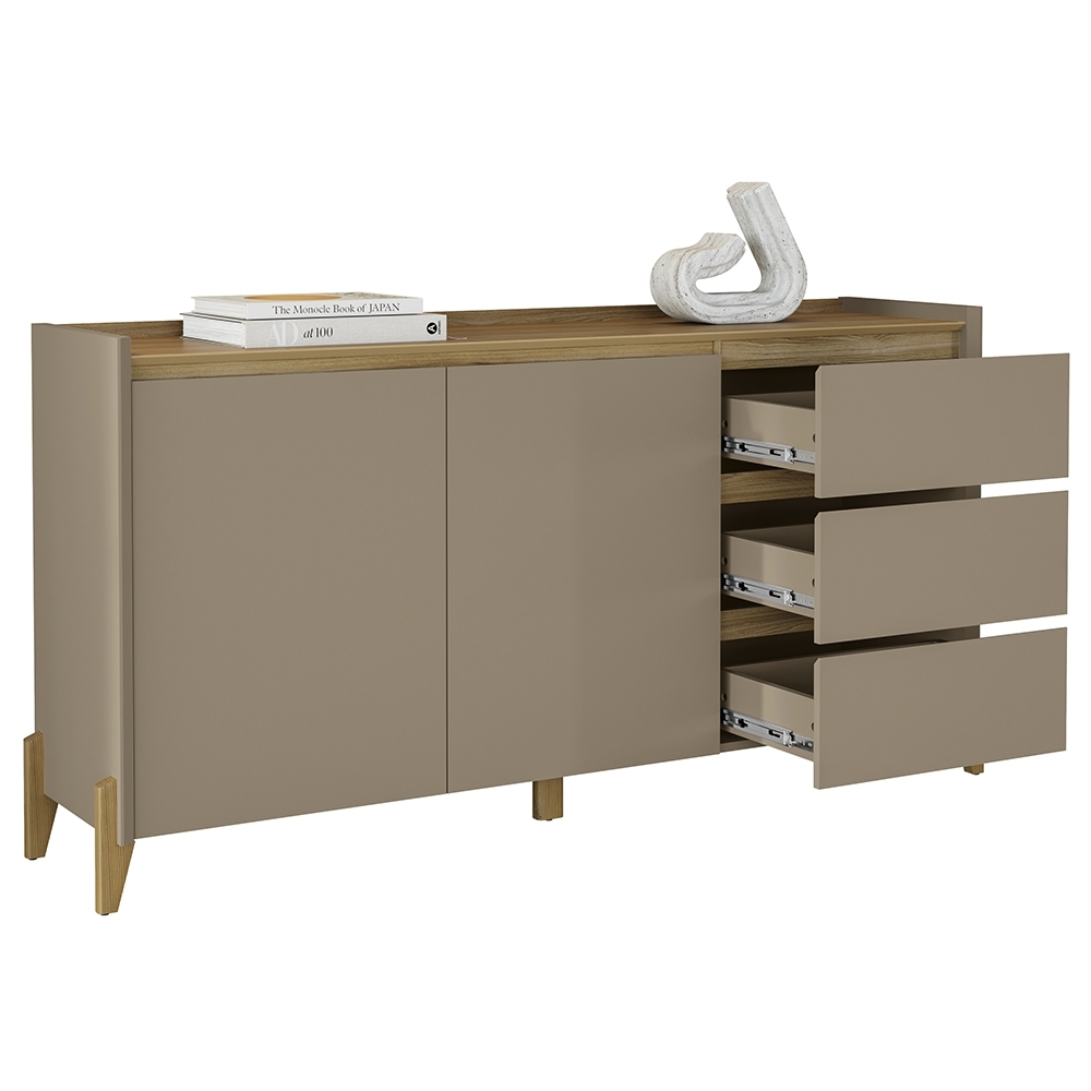 Buffet Aparador 166cm 2 Portas 3 Gavetas Donni Hannover/Fendi C14 - Mpozenato