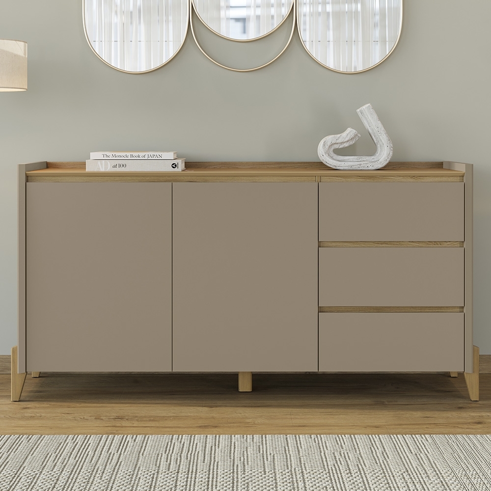 Buffet Aparador 166cm 2 Portas 3 Gavetas Donni Hannover/Fendi C14 - Mpozenato