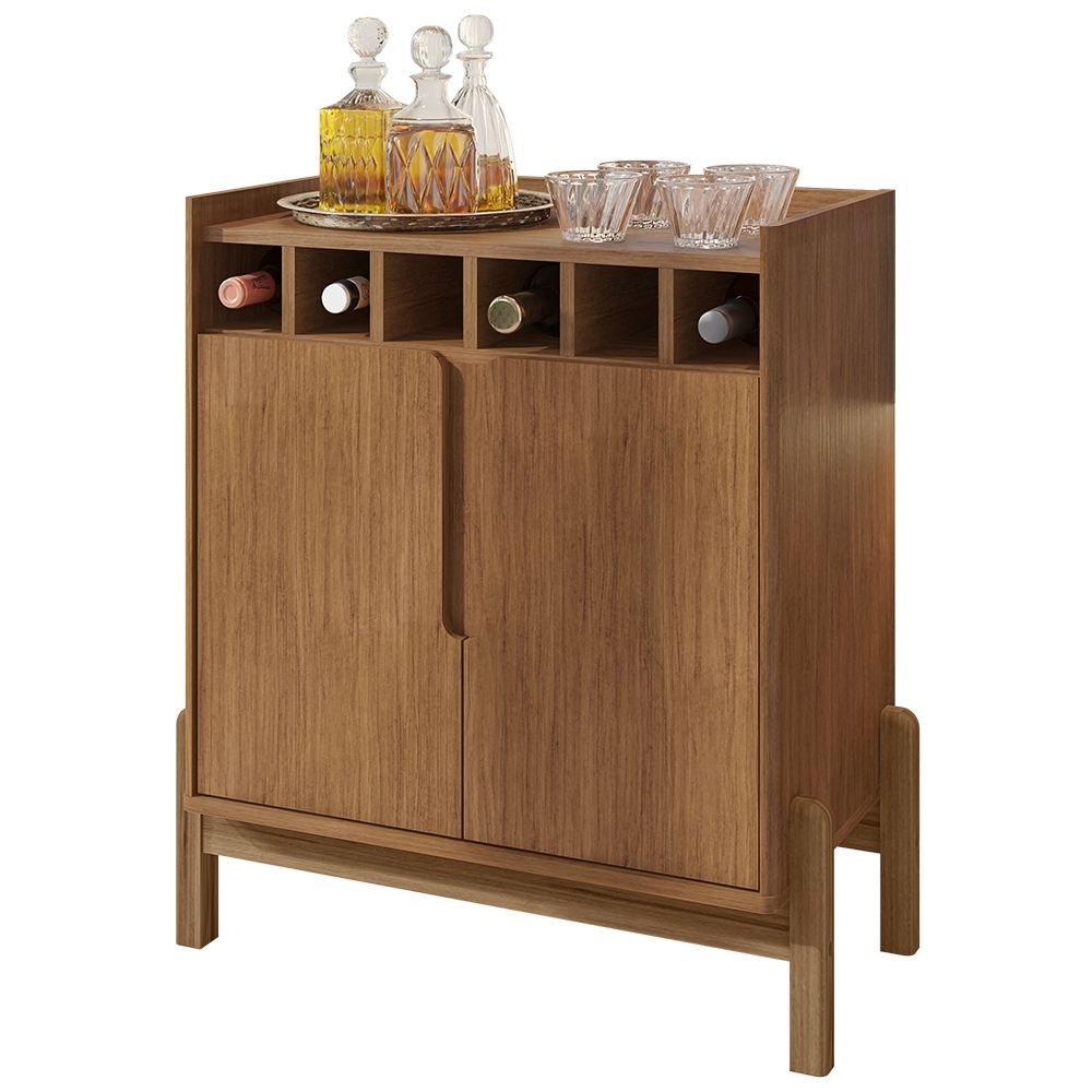 Balcão Aparador Bar 75cm Com Adega Apollo Cedro C14 - Mpozenato