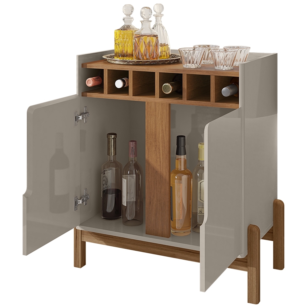 Balcão Aparador Bar 75cm Com Adega Apollo Off/Cedro C14 - Mpozenato