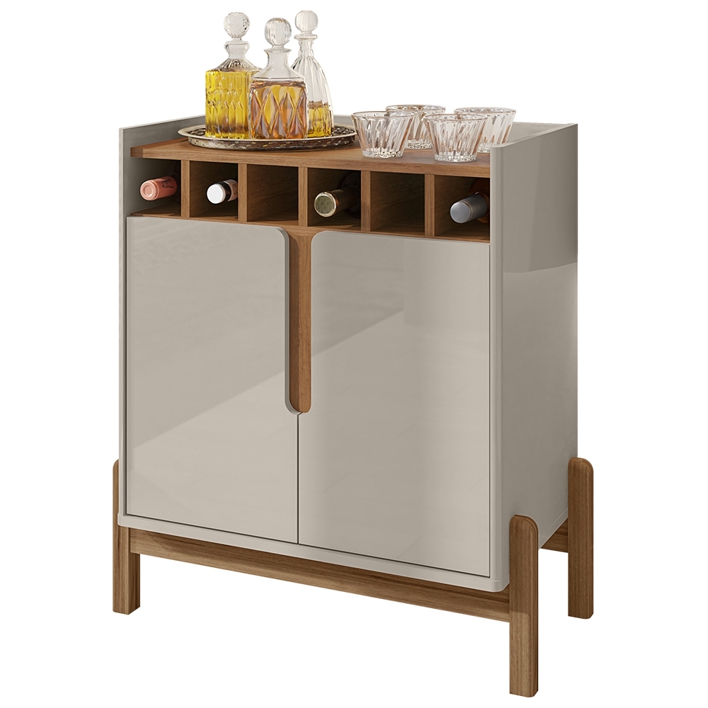 Balcão Aparador Bar 75cm Com Adega Apollo Off/Cedro C14 - Mpozenato