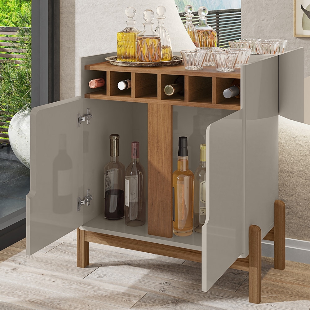 Balcão Aparador Bar 75cm Com Adega Apollo Off/Cedro C14 - Mpozenato