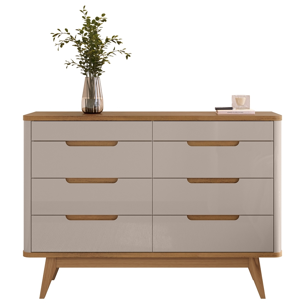 Cômoda Quarto 135cm Orgânica 8 Gavetas Luke Off/Cedro C14 - Mpozenato