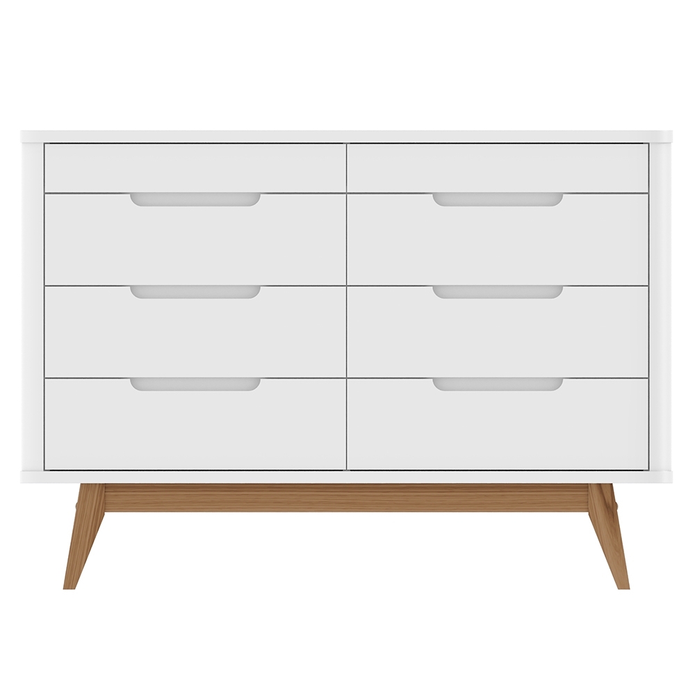 Cômoda Quarto 135cm Orgânica 8 Gavetas Luke Branco C14 - Mpozenato