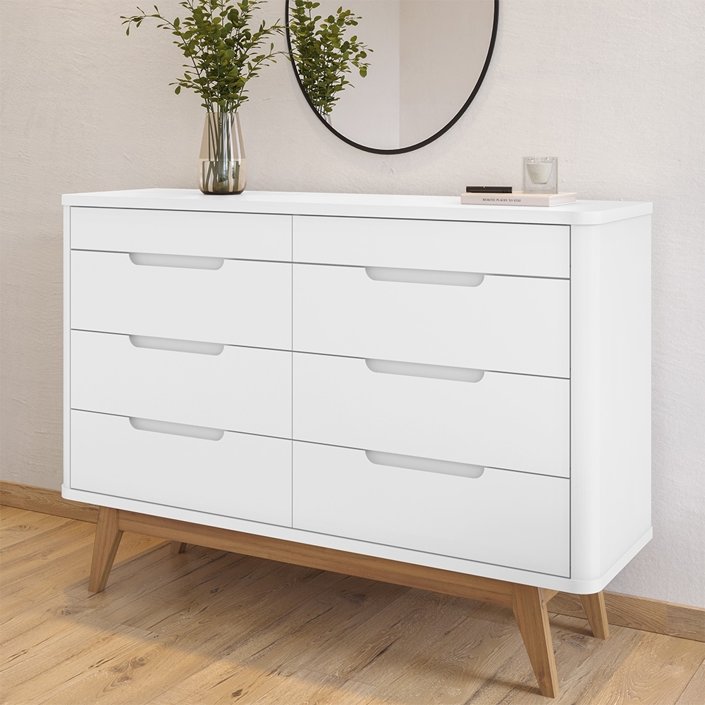 Cômoda Quarto 135cm Orgânica 8 Gavetas Luke Branco C14 - Mpozenato