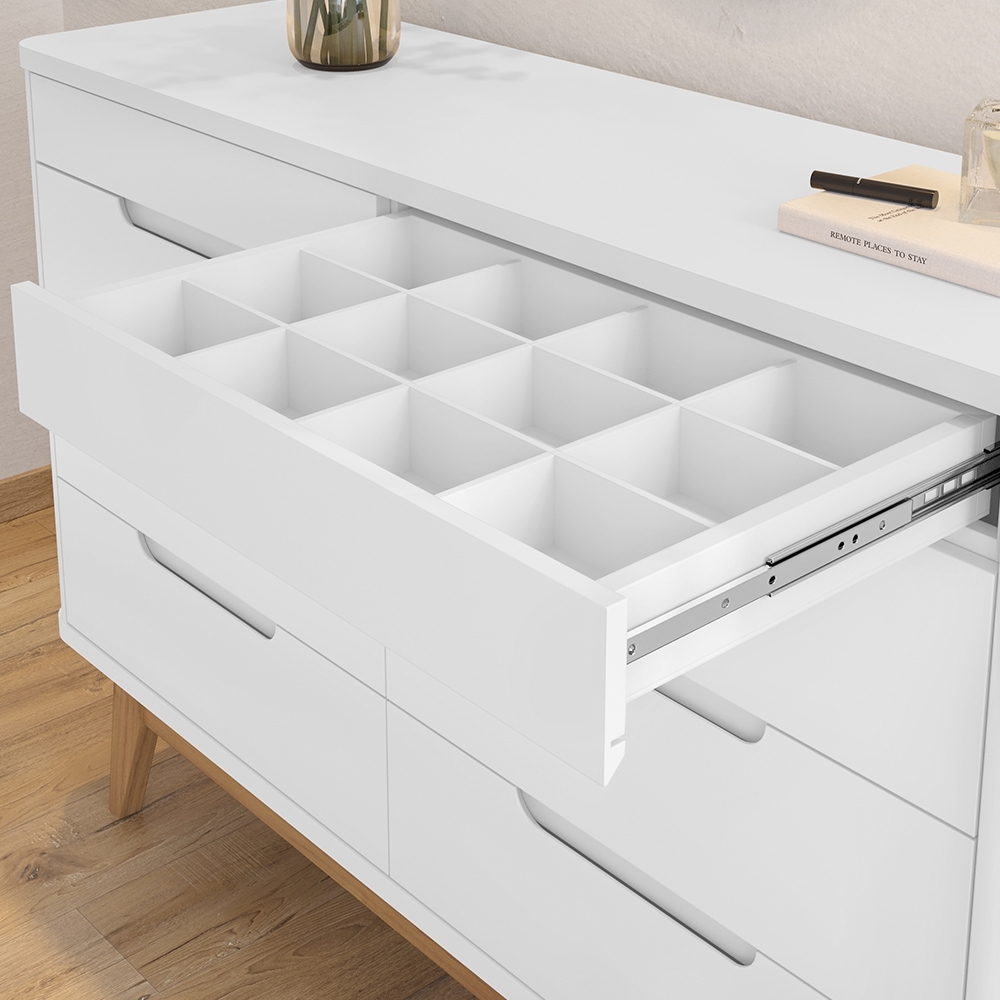 Cômoda Quarto 135cm Orgânica 8 Gavetas Luke Branco C14 - Mpozenato