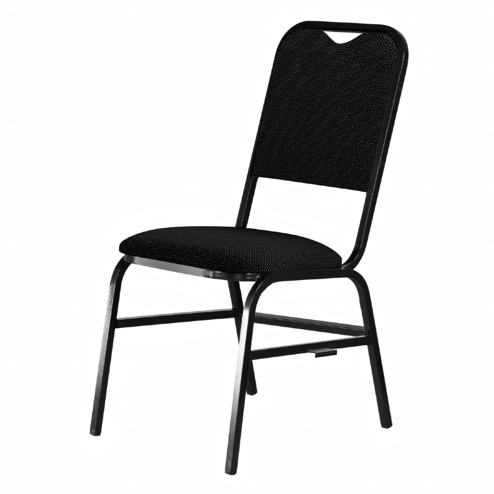 Cadeira Hoteleira Auditório Empilhável Kit 3 Letty Linho Preto Z33 - Mpozenato