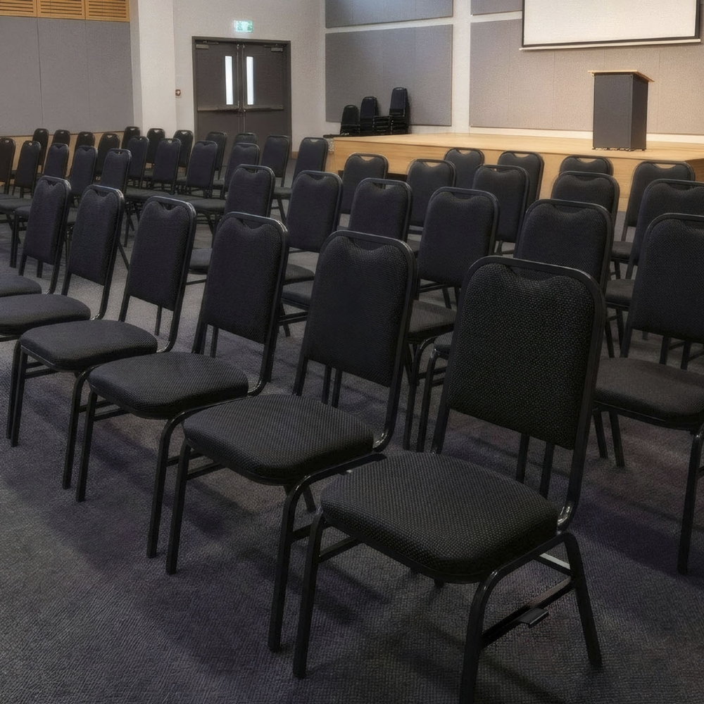 Cadeira Hoteleira Auditório Empilhável Kit 6 Letty Linho Preto Z33 - Mpozenato