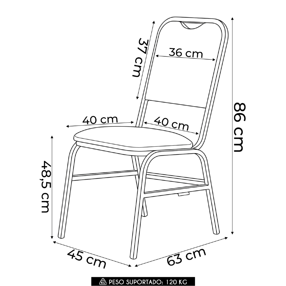Cadeira Hoteleira Auditório Empilhável Kit 2 Letty Sintético Preto Z33 - Mpozenato