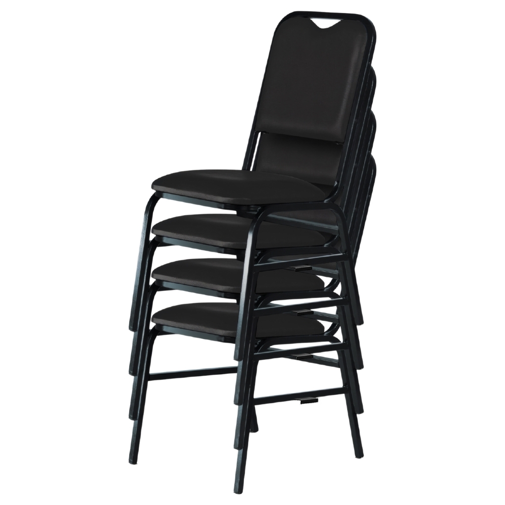 Cadeira Hoteleira Auditório Empilhável Kit 4 Letty Sintético Preto Z33 - Mpozenato
