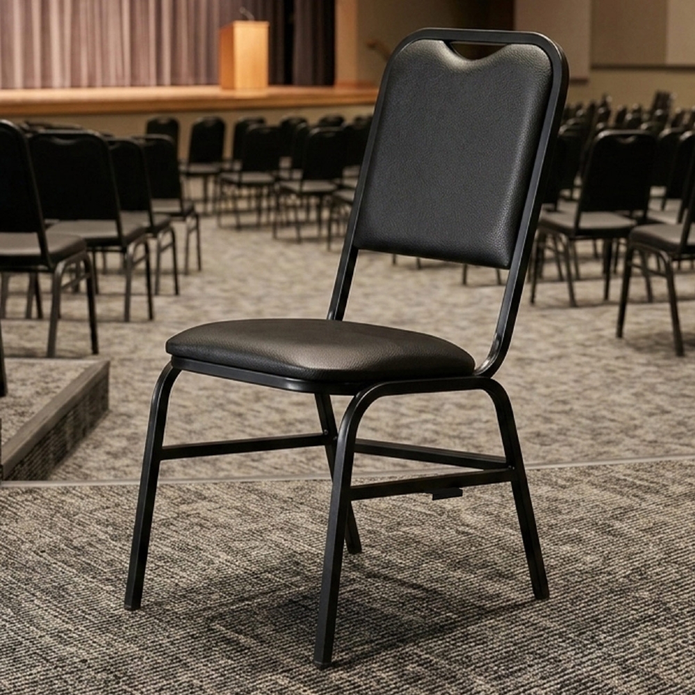 Cadeira Hoteleira Auditório Empilhável Kit 6 Letty Sintético Preto Z33 - Mpozenato
