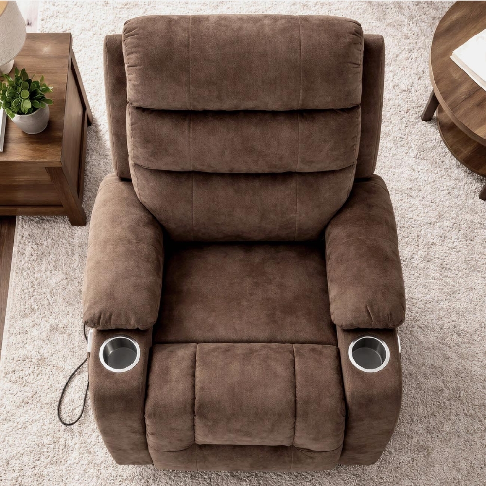 Poltrona Reclinável Elétrica Lift com Elevação Nantes Linho Soft Marrom C01 - Mpozenato