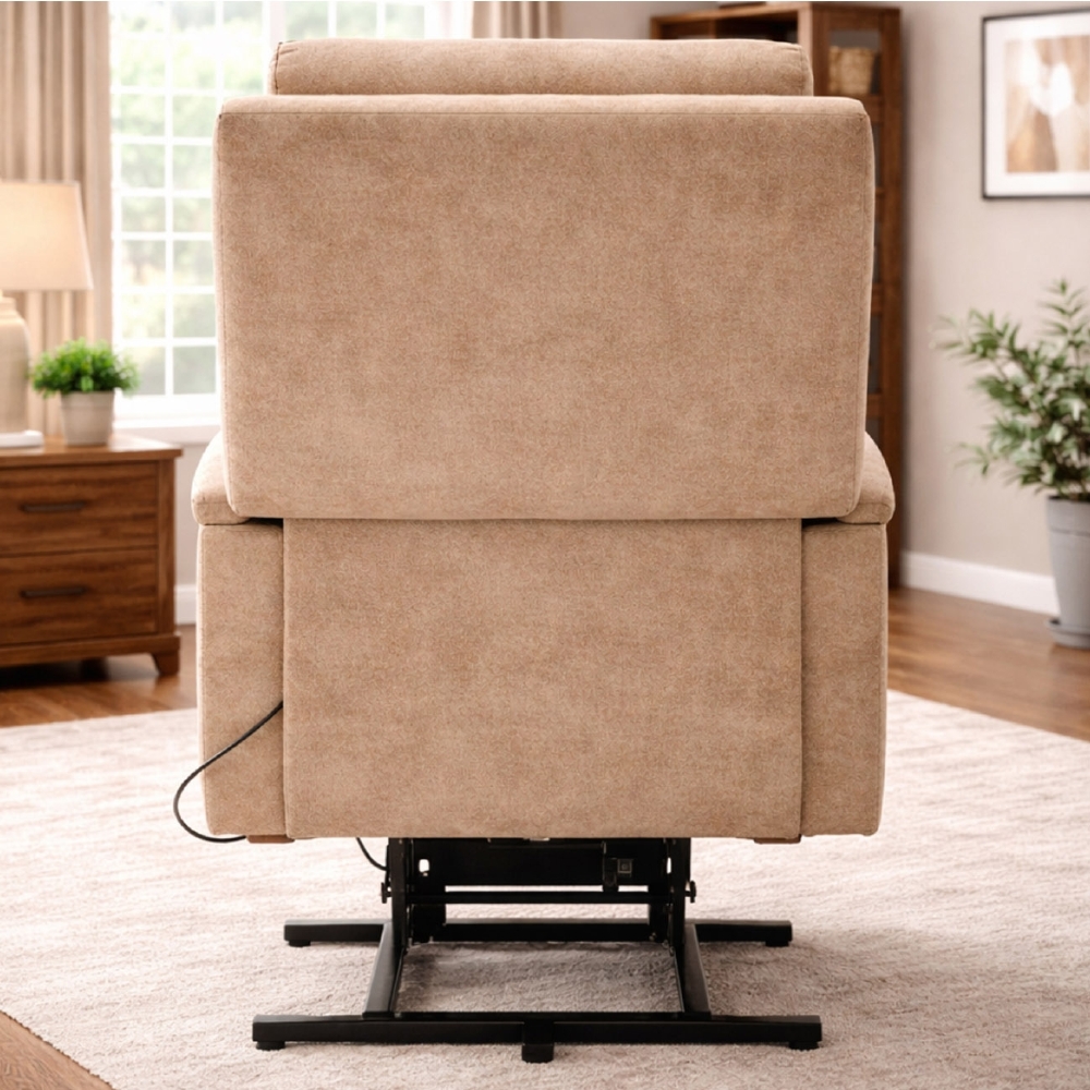 Poltrona Reclinável Elétrica Lift com Elevação Nantes Linho Soft Bege C01 - Mpozenato