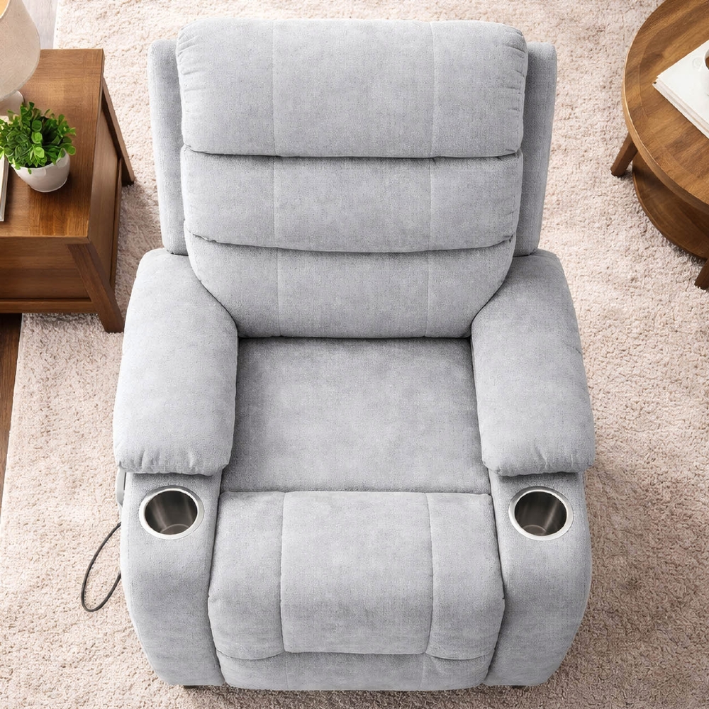 Poltrona Reclinável Elétrica Lift com Elevação Nantes Linho Soft Cinza C01 - Mpozenato