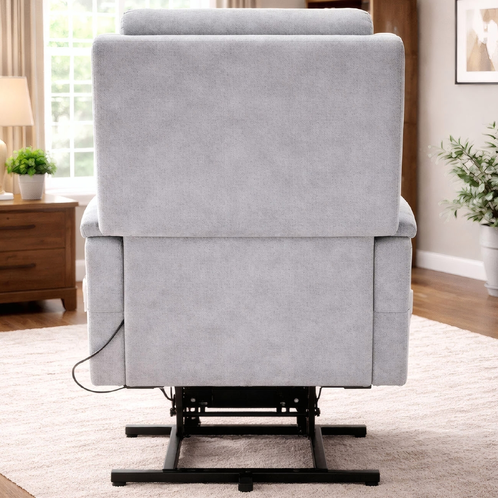 Poltrona Reclinável Elétrica Lift com Elevação Nantes Linho Soft Cinza C01 - Mpozenato