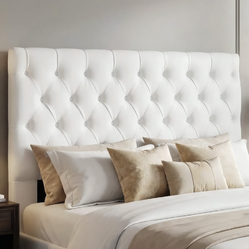 Cabeceira Cama Box Casal 140cm Cristal Sintético Branco - MV Estofados