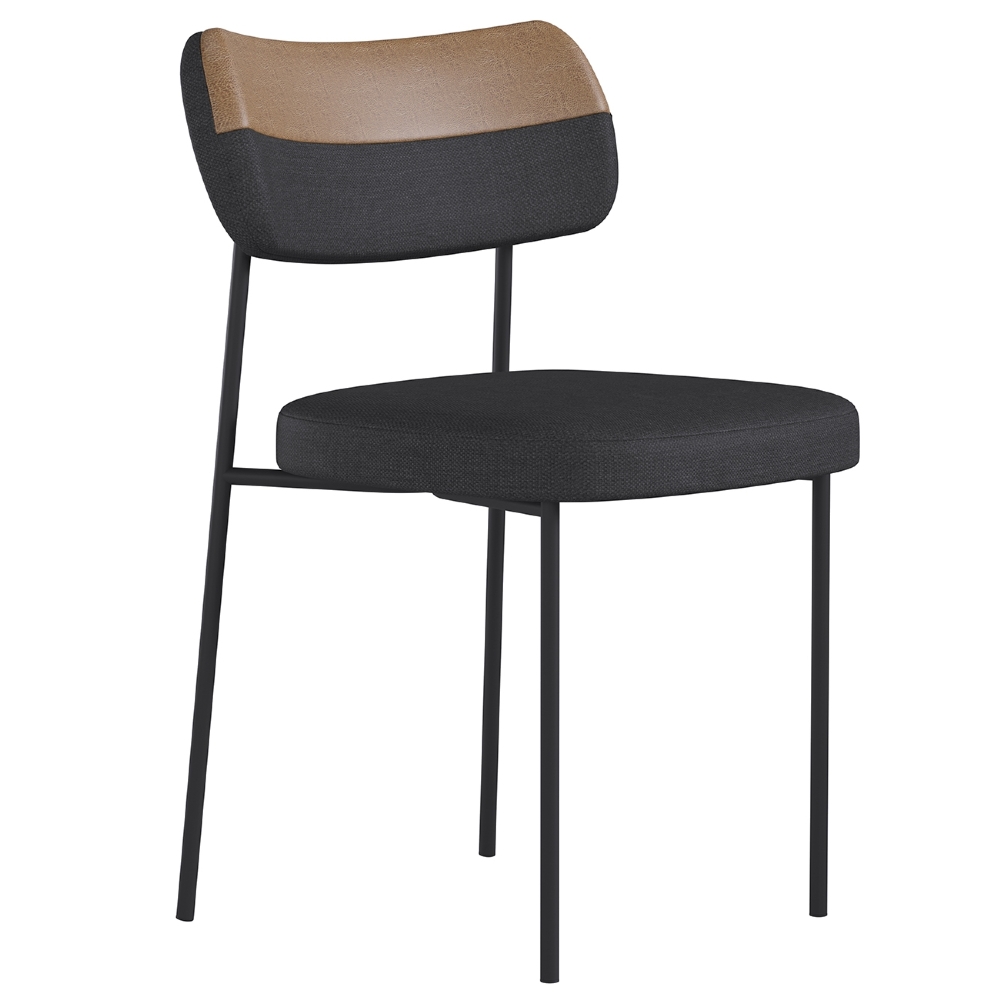 Cadeira Estofada Milli Corano/Linho A14 Caramelo/Grafite - Mpozenato