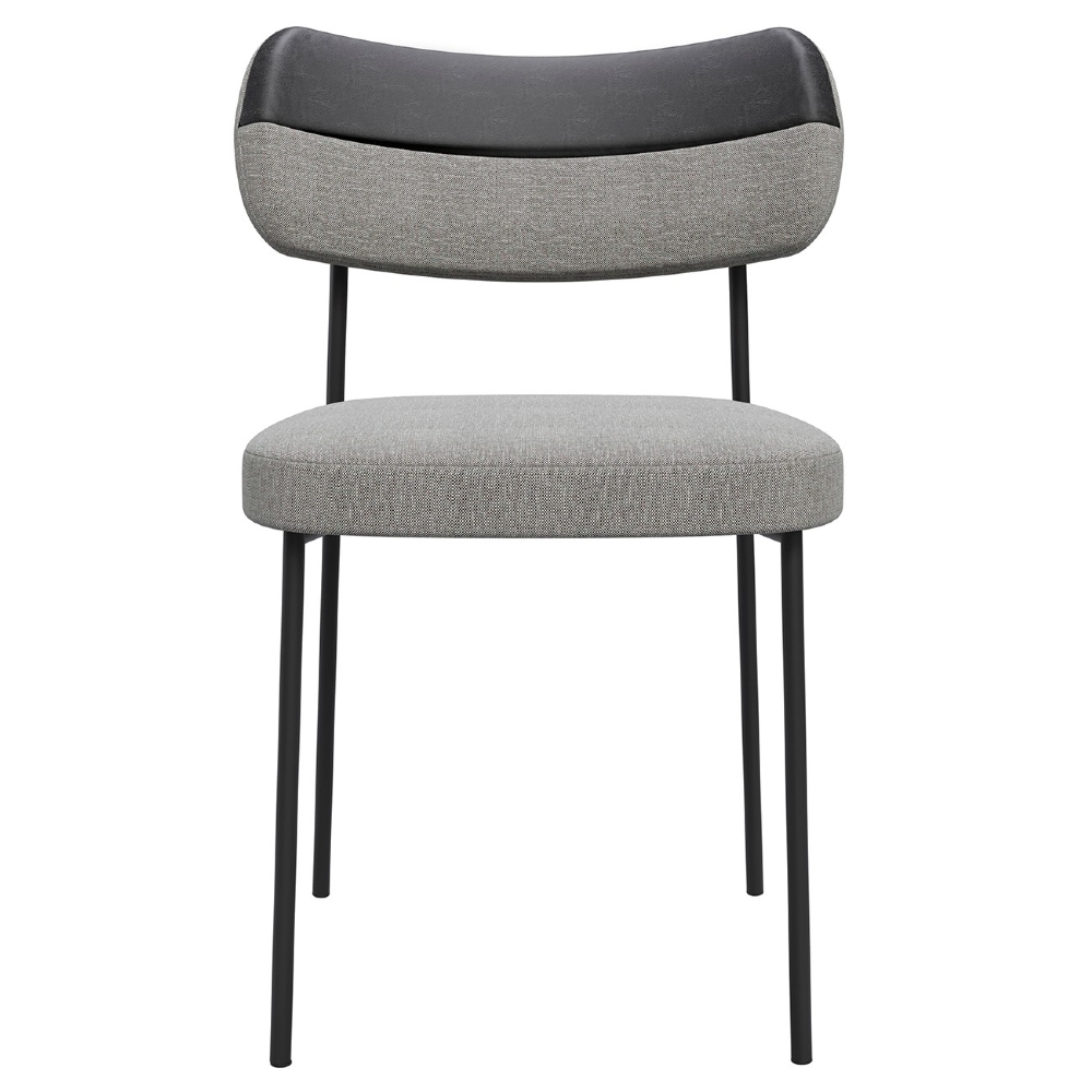 Kit 2 Cadeiras Estofadas Milli Corano/Linho A14 Preto/Cinza - Mpozenato