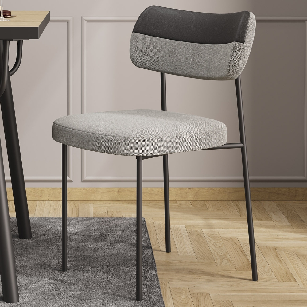 Kit 6 Cadeiras Estofadas Milli Corano/Linho A14 Preto/Cinza - Mpozenato