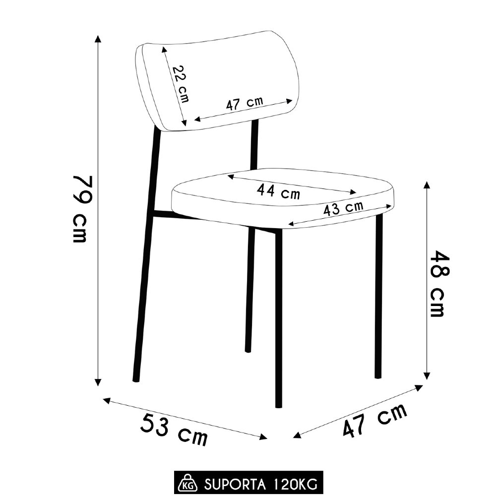 Kit 10 Cadeiras Estofadas Milli Sintético/Linho A14 Preto/Cinza - Mpozenato