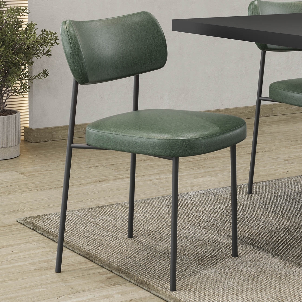 Cadeira de Jantar Estofada Kit 10 Milli A14 Sintético Verde Musgo - Mpozenato