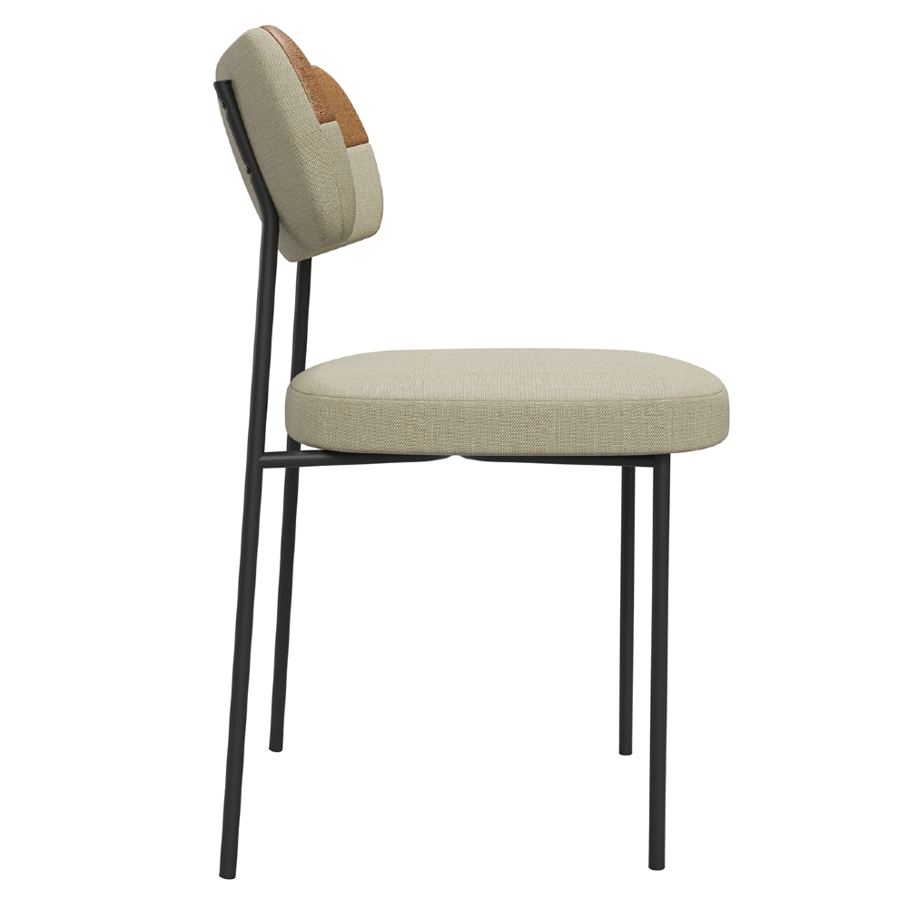 Cadeira de Jantar Estofada Kit 6 Milli A14 Linho Caramelo/Areia - Mpozenato