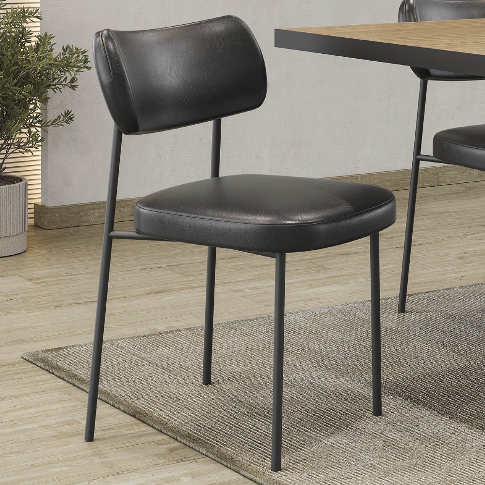 Cadeira de Jantar Estofada Kit 2 Milli A14 Sintético Preto - Mpozenato