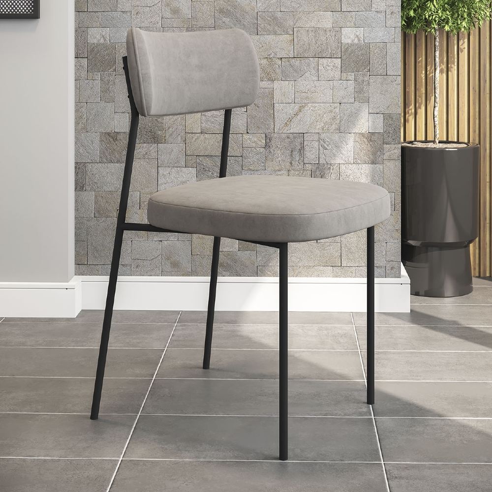 Cadeira de Jantar Estofada Kit 4 Milli A14 Veludo Capuccino - Mpozenato