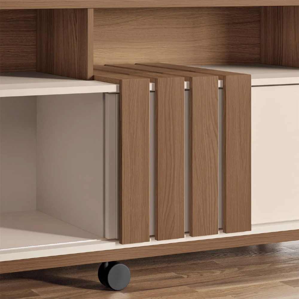 Rack Bancada de TV 50 Pol 136cm Graci Castanho/Off White - HB Móveis