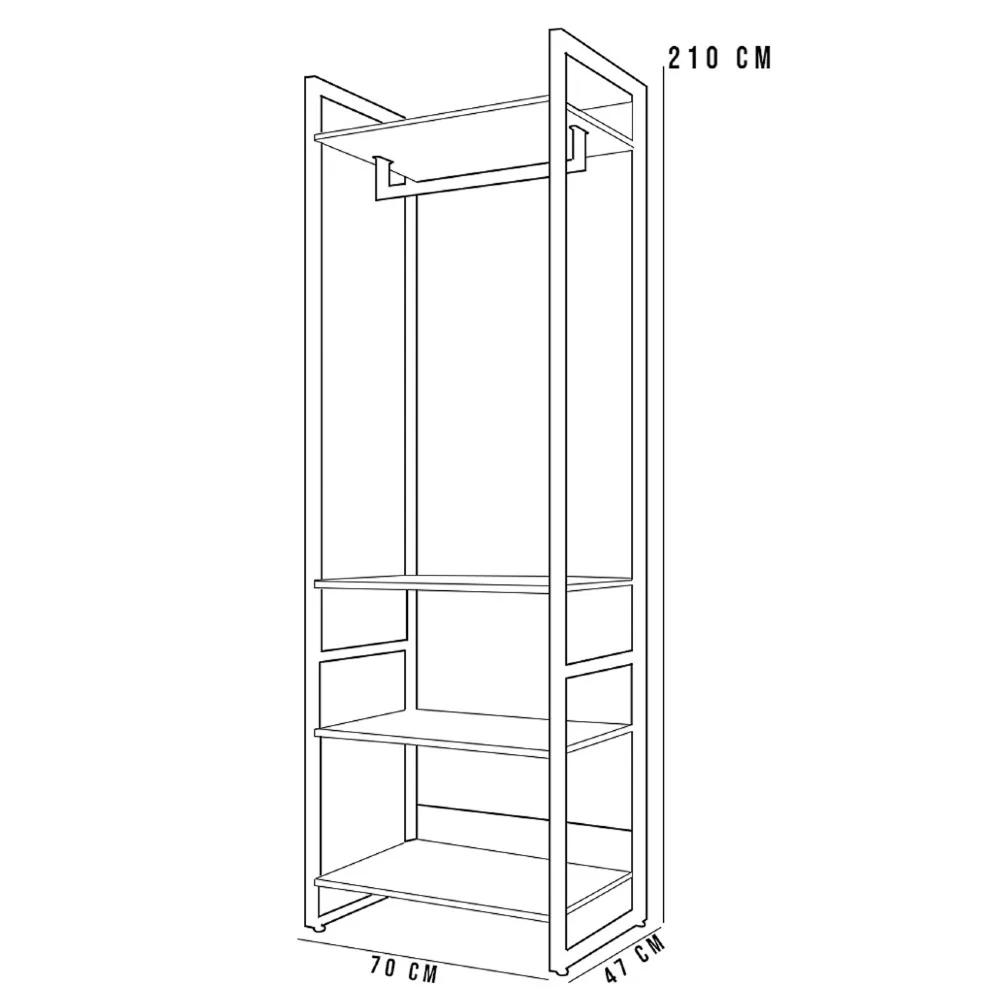 Guarda Roupa Closet 4 Prateleiras Indy F02 Nature Texturizado - Mpozenato