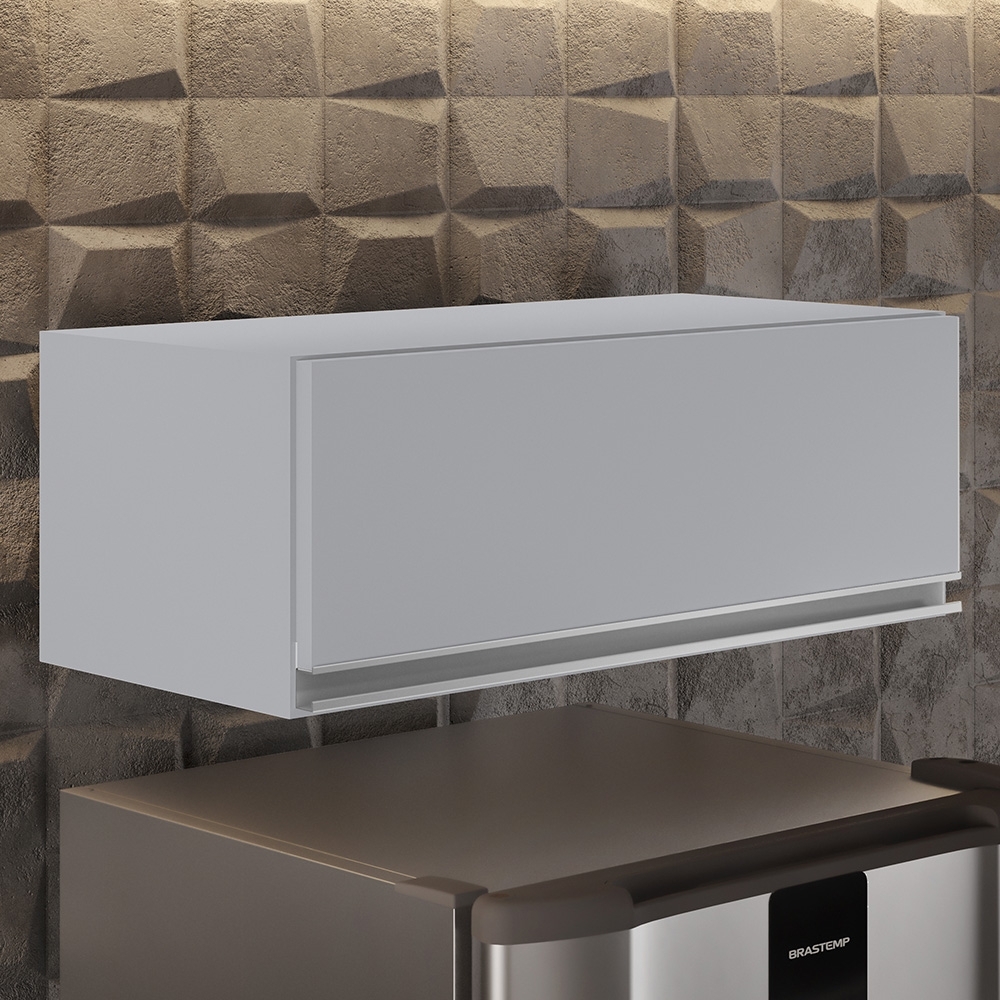 Armário de Cozinha Aéreo Geladeira 70cm Texas Cinza Claro - Lumil