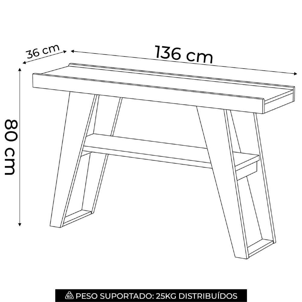 Aparador de Sala 136cm Pés Madeira Maciça Nexor Nature/Off H02 - Mpozenato