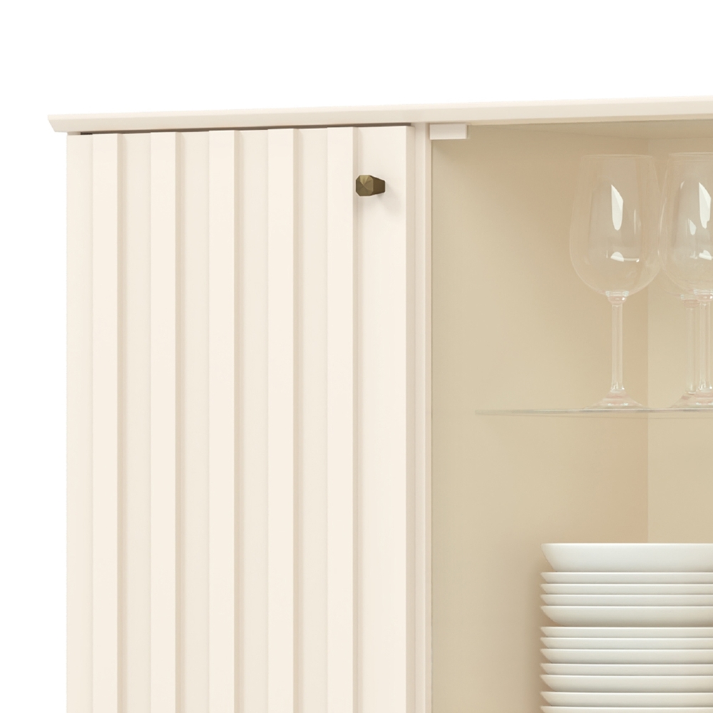 Buffet Aparador 150cm 4 Portas Pés Retrô Krono Off/Nature H02 - Mpozenato