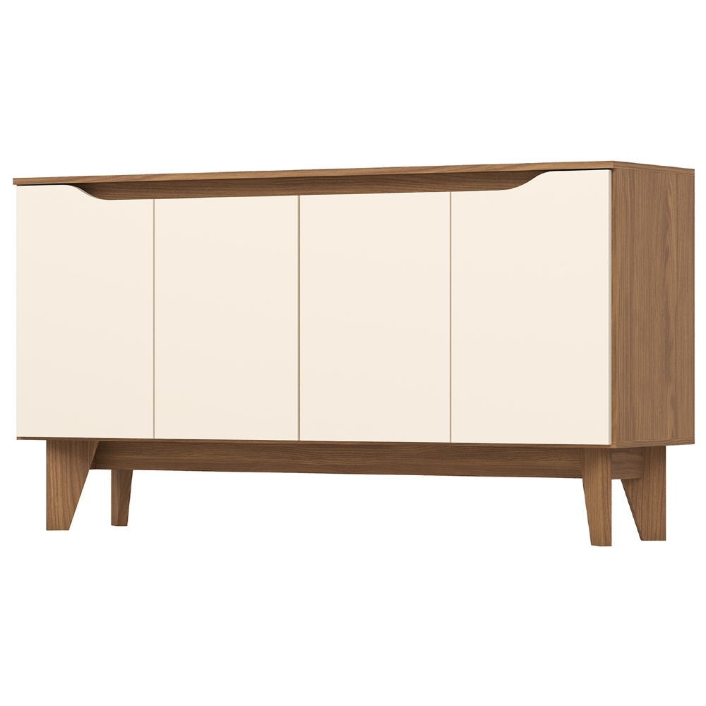 Buffet Aparador 150cm 4 Portas Pés Retrô Delar Nature/Off H02 - Mpozenato