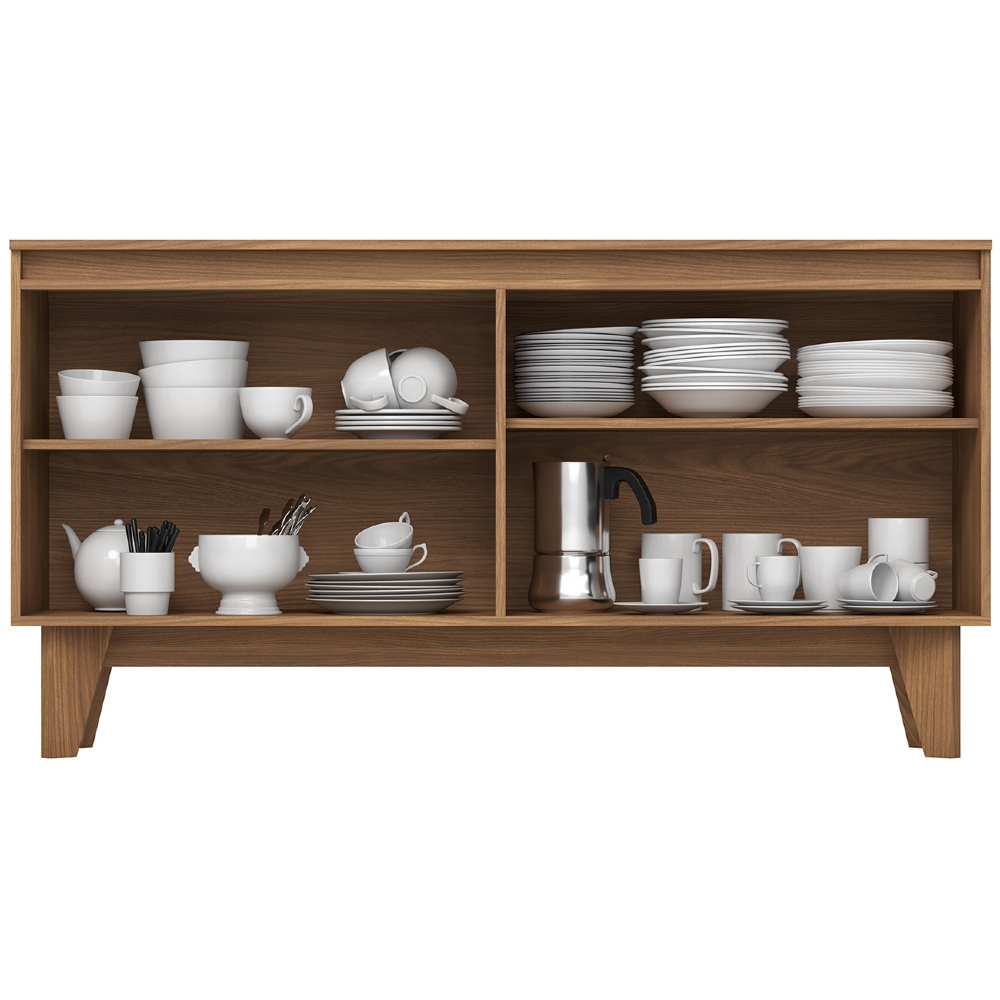 Buffet Aparador 150cm 4 Portas Pés Retrô Delar Nature/Off H02 - Mpozenato