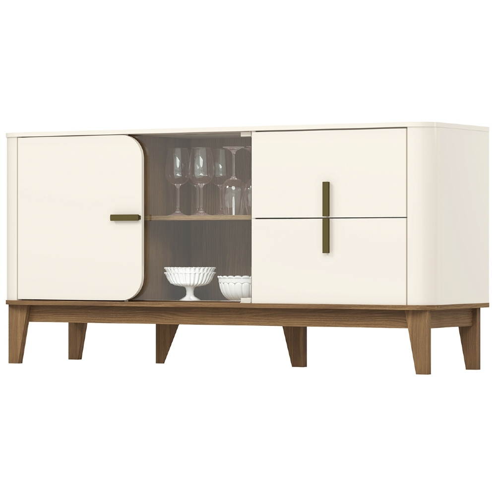 Buffet Aparador 165cm 2 Portas 2 Gavetas Taron Off/Nature H02 - Mpozenato